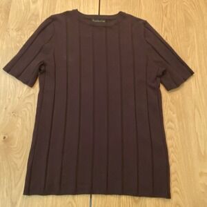 House Of Harlow 1960 Retro 70's Style Vertical Ribbed Blouse Top Brown XS